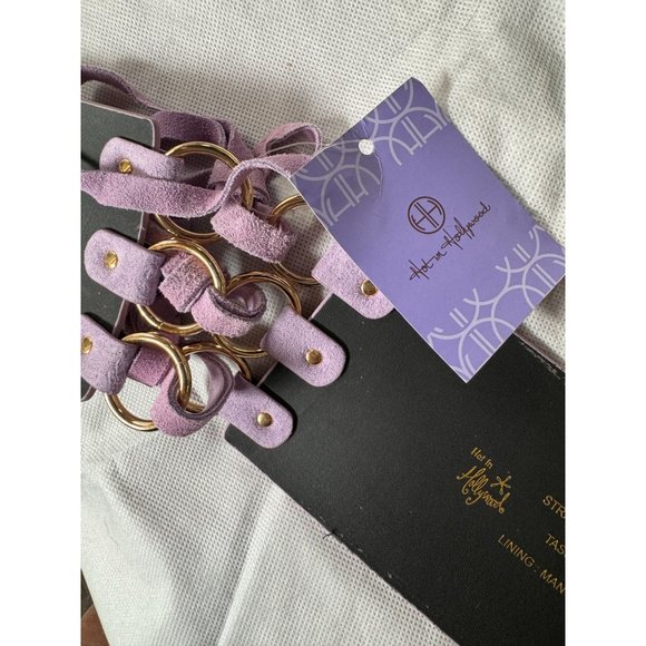 Hot on Hollywood Leather Laced Belt with Elastic Inserts  L Purple - Picture 2 of 16